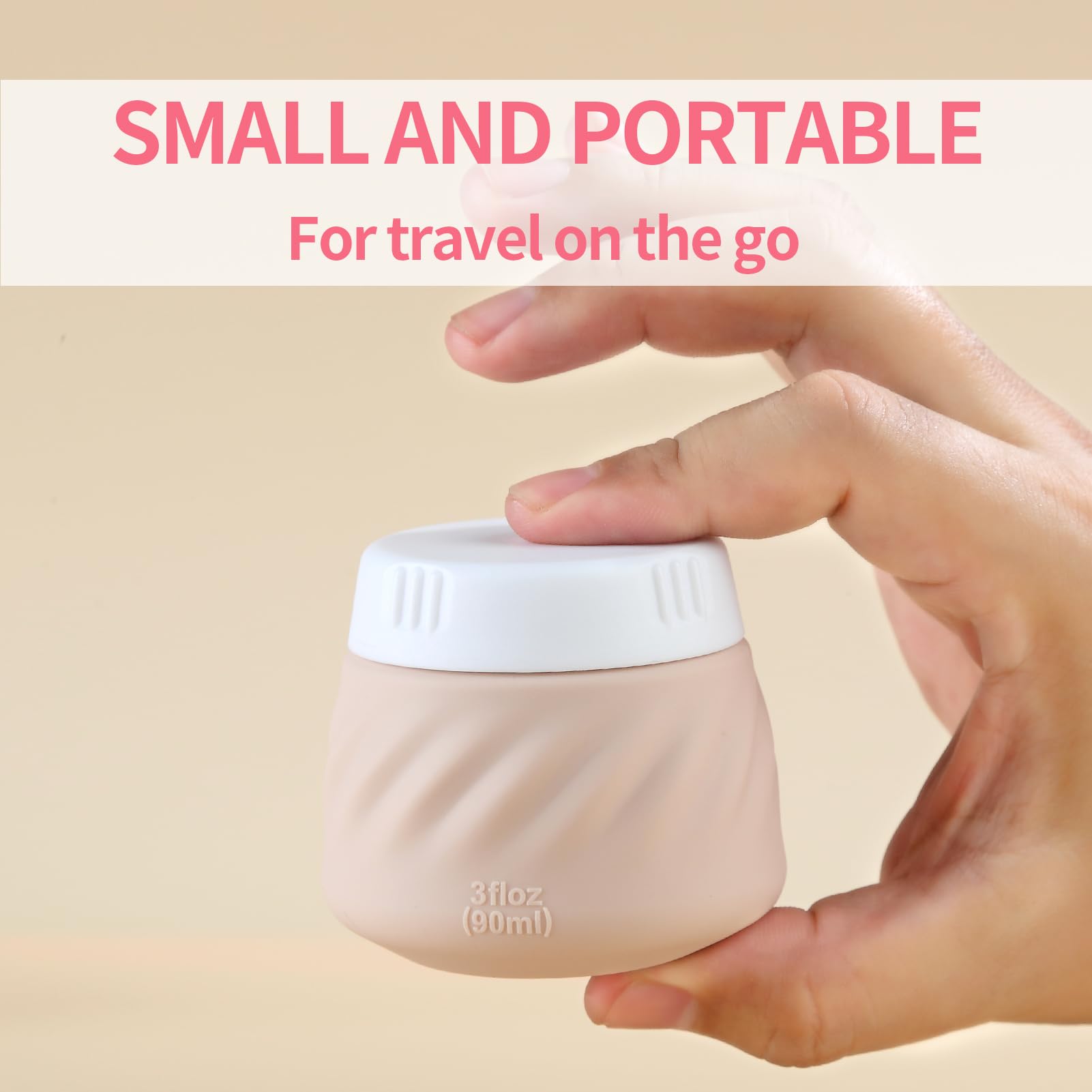 Gemice Travel Containers For Toiletries, Tsa Approved 3 Oz Leak-Proof Silicone Travel Jars For Cream, Bpa-Free Travel Size Conta
